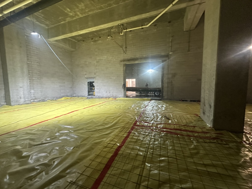 Prepared interior slab area at Raymond James Stadium